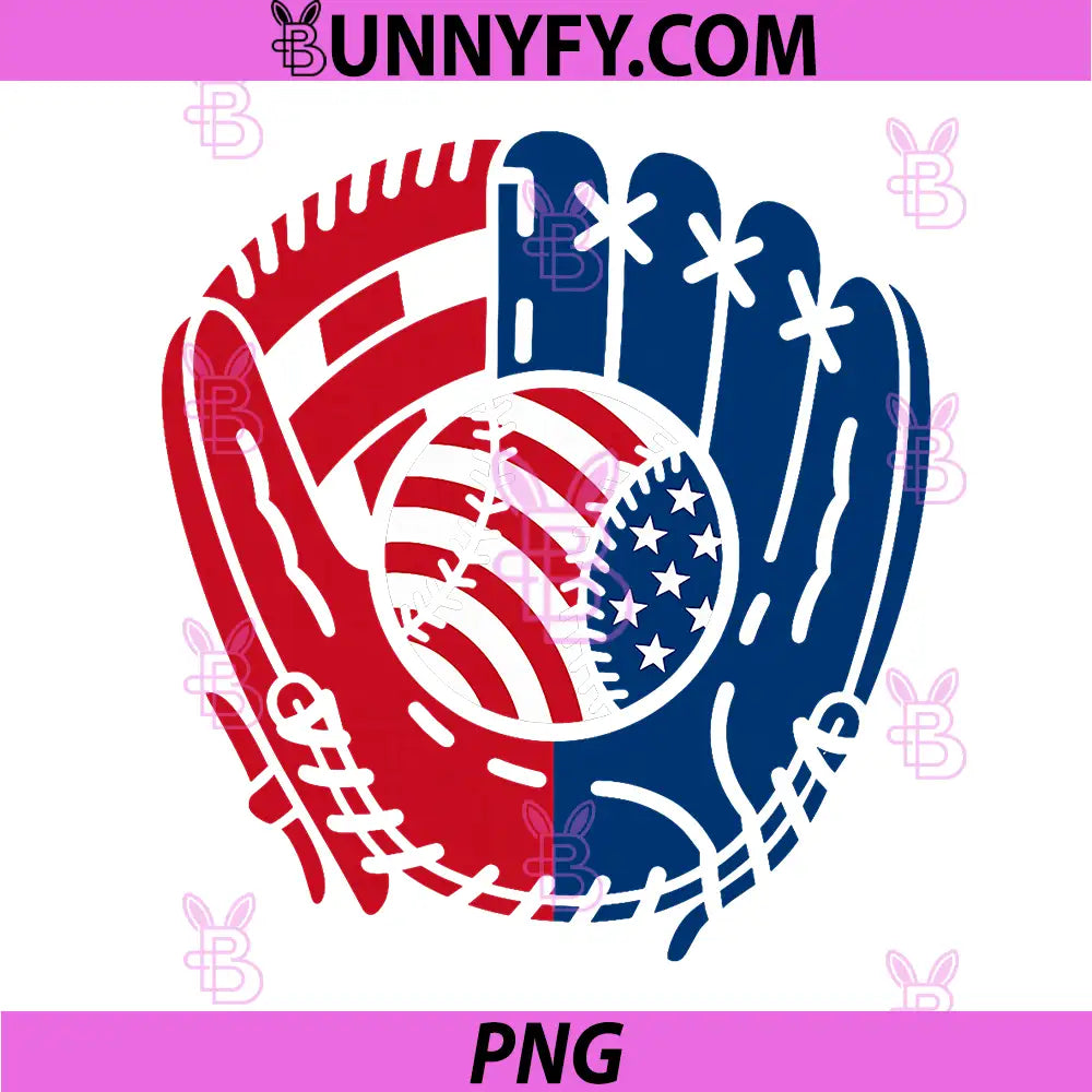 Patriotic Baseball Glove Drip PNG, American Flag Baseball PNG