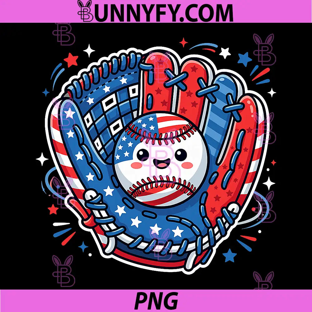 Patriotic Baseball Glove Drip PNG, American Flag Baseball PNG