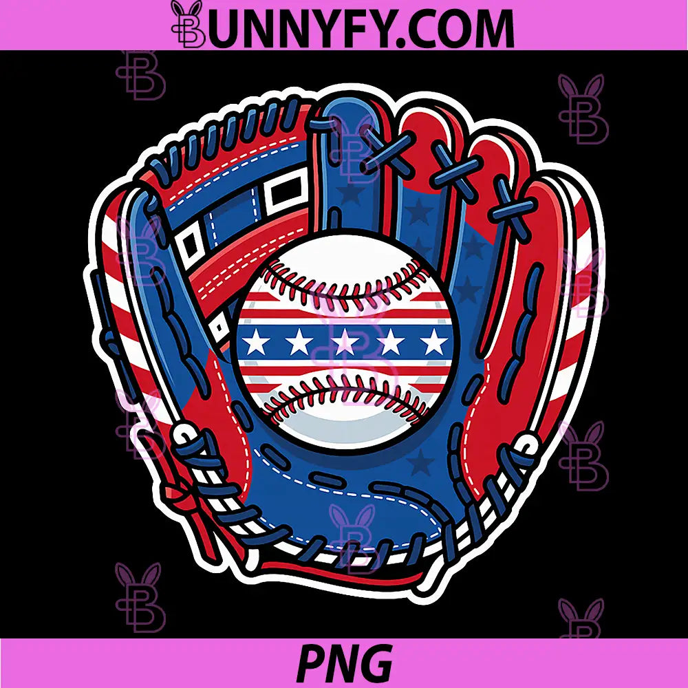 Patriotic Baseball Glove Drip PNG, American Flag Baseball PNG