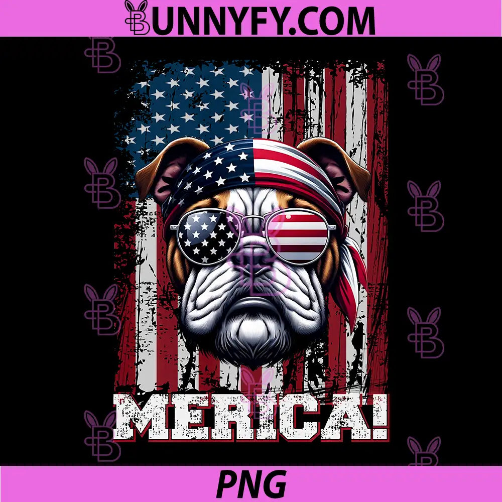 Patriotic Bulldog Dog Lover PNG, US Flag Independence Day PNG