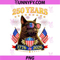 Patriotic Cat Americas 250th PNG, 1776 2026 Fourth of July PNG 