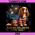 Patriotic Cavalier King Charles PNG, Spaniel Dog Americas 250th PNG