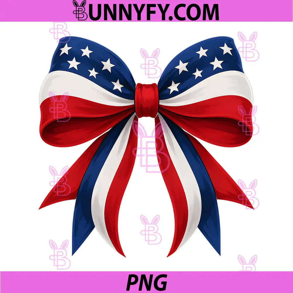 Patriotic Coquette Americana Flag PNG, Bow Core July 4th USA PNG