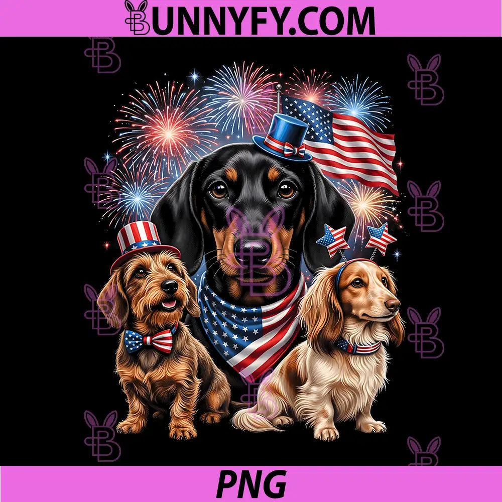 Patriotic Dachshund PNG, 4th of July Wiener Dog PNG