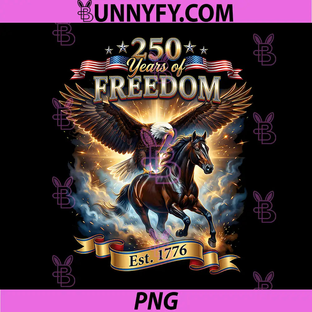 Patriotic Eagle Horse 250th of Freedom PNG, USA 1776 Anniversary PNG