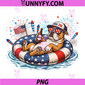 Patriotic English Bulldog Beer PNG, Floatie USA Flag 4th of July PNG