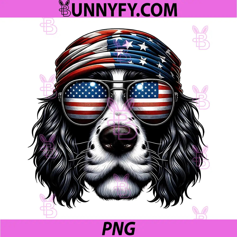 Patriotic English Springer Spaniel PNG, Dog US Flag Independence PNG