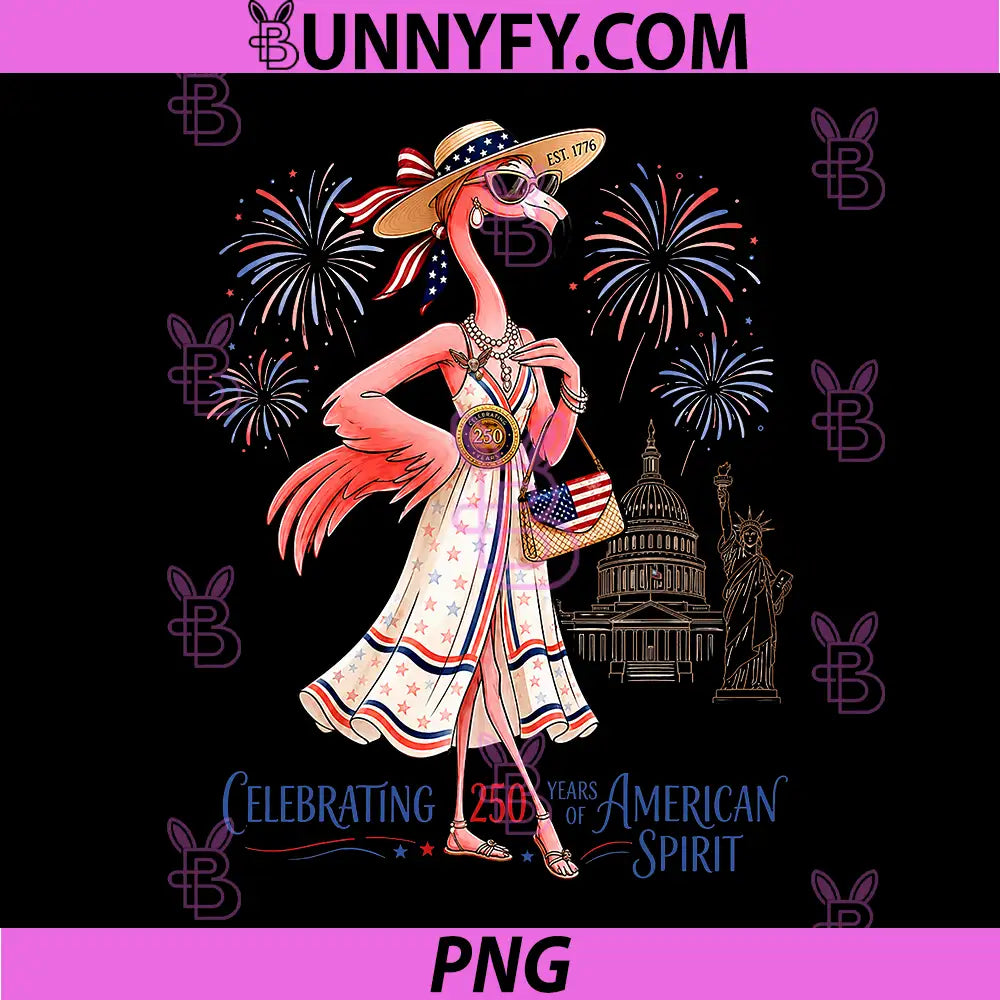 Patriotic Flamingo PNG, 250 Years American Spirit PNG