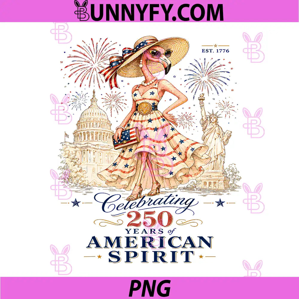 Patriotic Flamingo 250 Years PNG, Americans Spirit 4th of July PNG