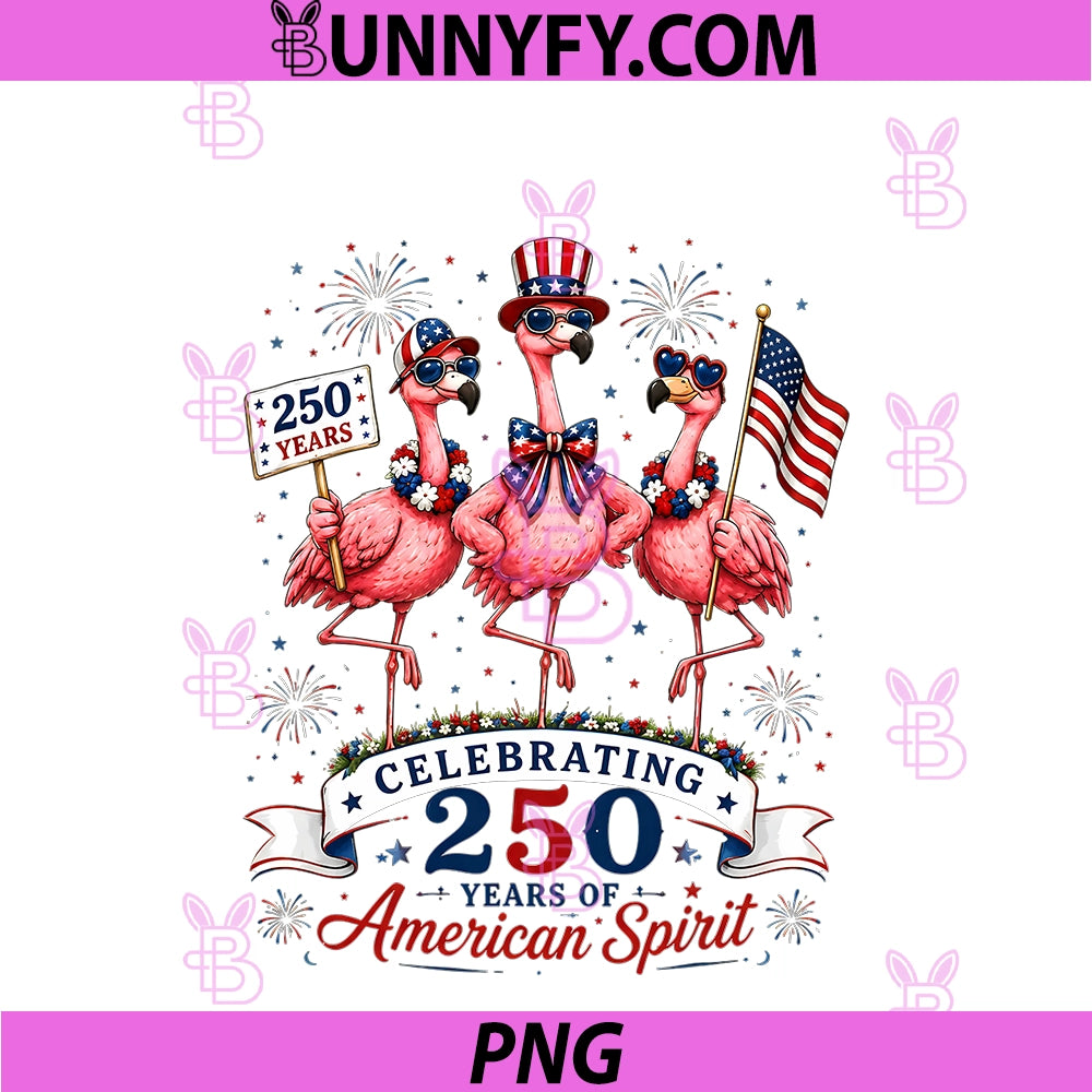 Patriotic Flamingo 250 Years PNG, American Spirit PNG