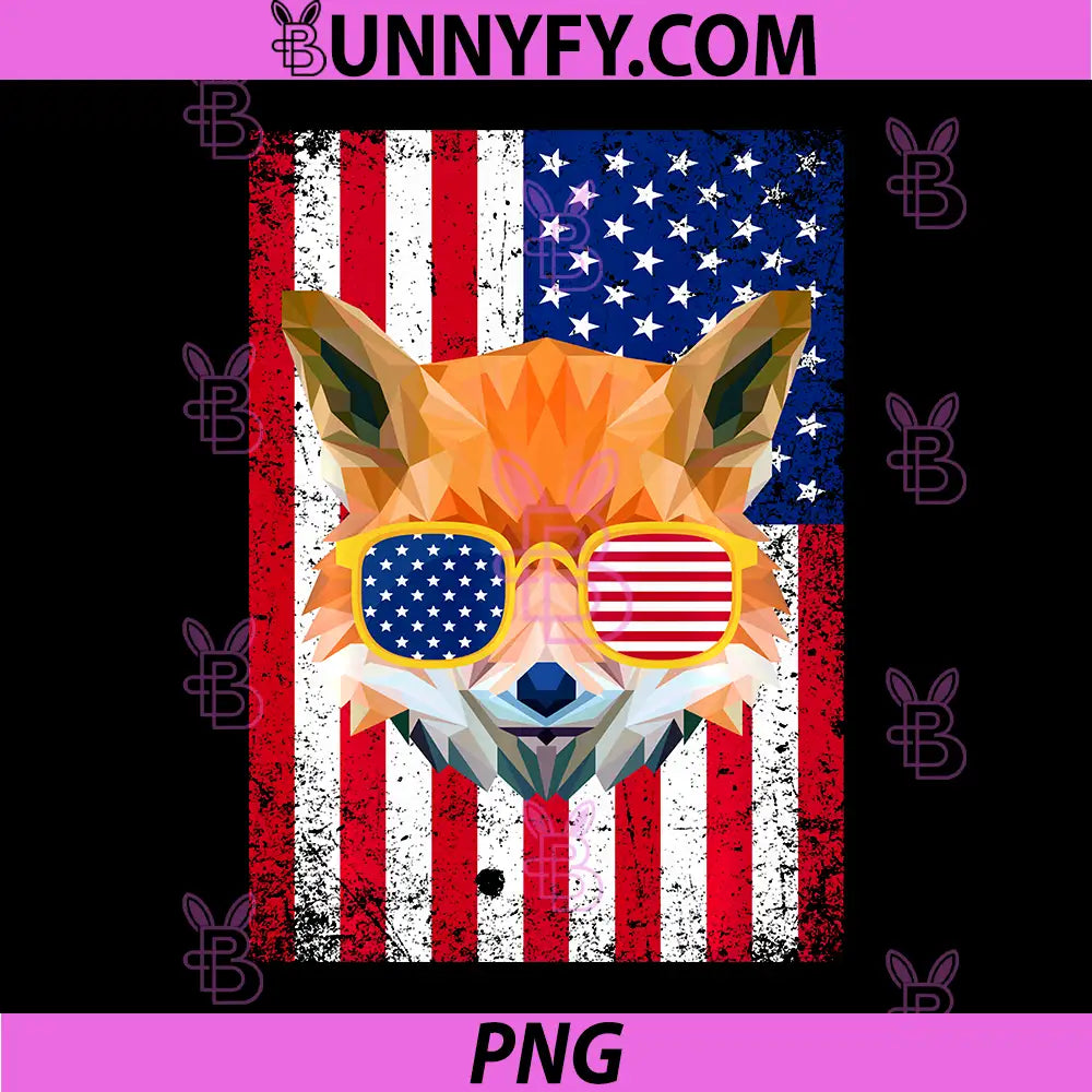 Patriotic Fox 4th of July Sunglasses USA PNG, American Flag PNG