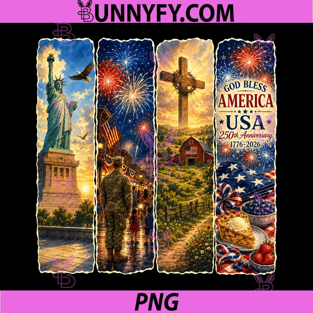 Patriotic God Bless America Faith PNG, America 250th July 4th PNG