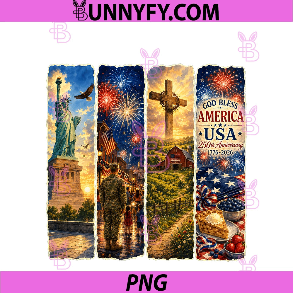 Patriotic God Bless PNG, America Faith America 250th July 4th PNG