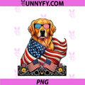 Patriotic Golden Retriever Dog American Flag PNG, 4Th Of July PNG