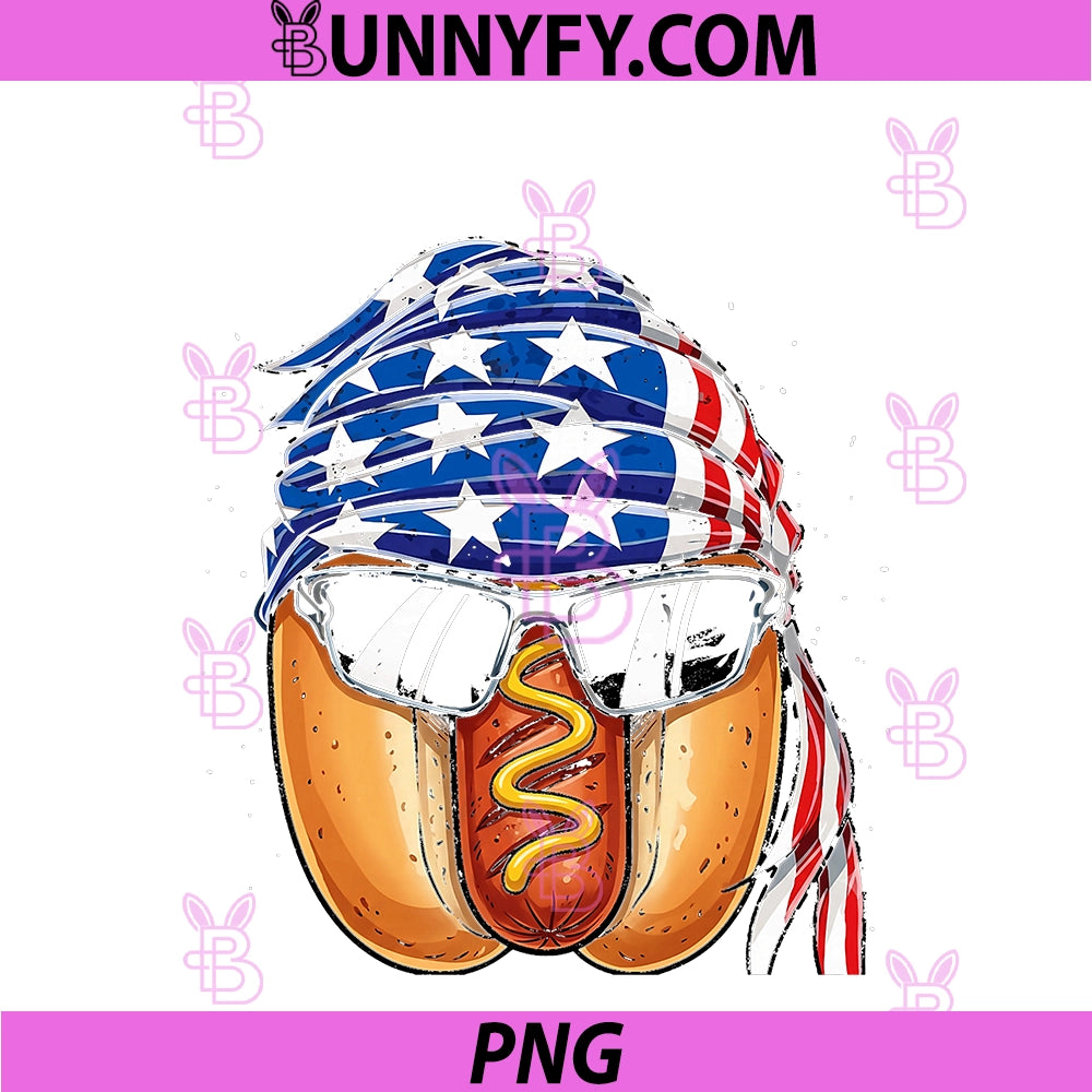 Patriotic Hot Dog American Flag PNG, Bandana 4th Of July BBQ PNG