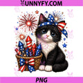 Patriotic Kitten Fourth of July PNG, Fireworks Cat 4th of July PNG