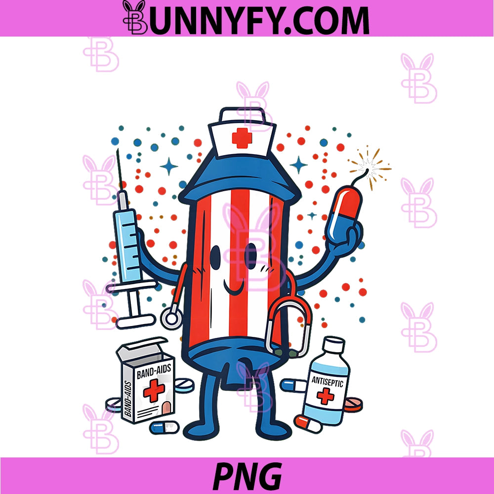 Patriotic Nurse Rocket Healthcare Hero PNG, 4th of July PNG