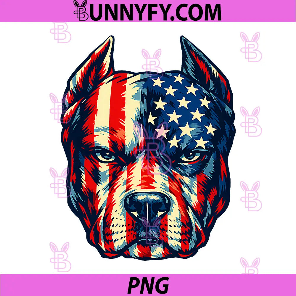 Patriotic Pitbull American Flag PNG, Dog USA 4th of July Vintage PNG