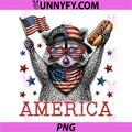 Patriotic Raccoon Sunglasses Hot Dog PNG, America 4th of July PNG