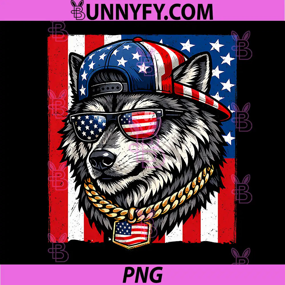 Patriotic Wolf USA Flag PNG, 4th of July America PNG