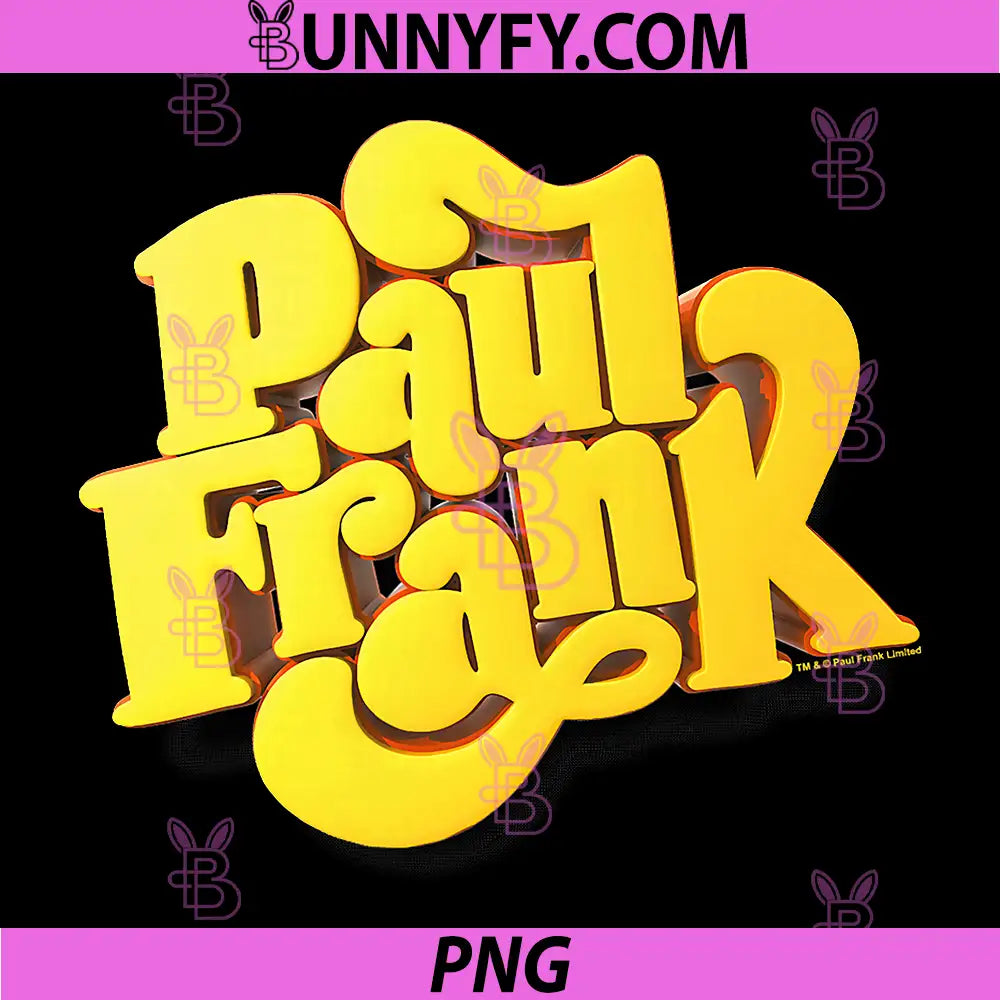 Paul Frank Yellow Retro Logo PNG, Vintage Cartoon Brand Style PNG
