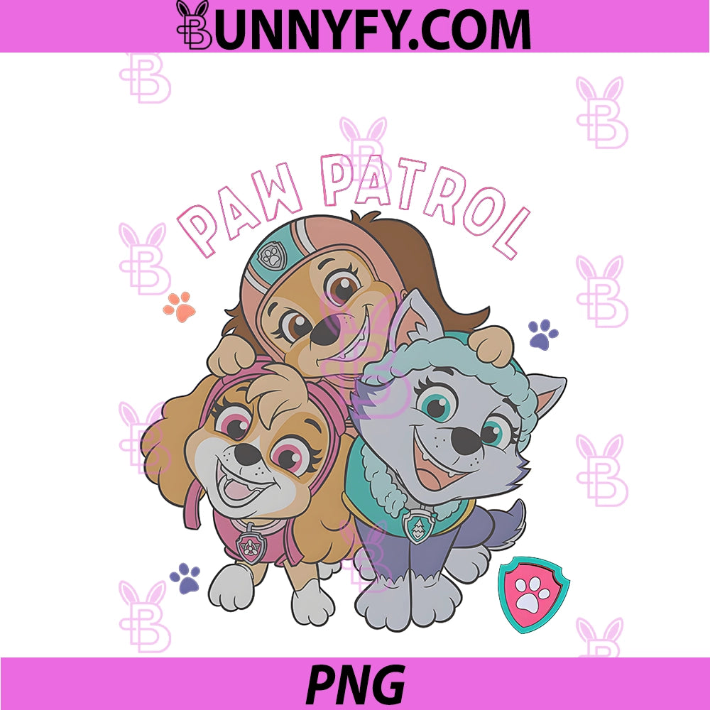 Paw Patrol PNG, Everest Skye Liberty Trio Heart Paw Print PNG