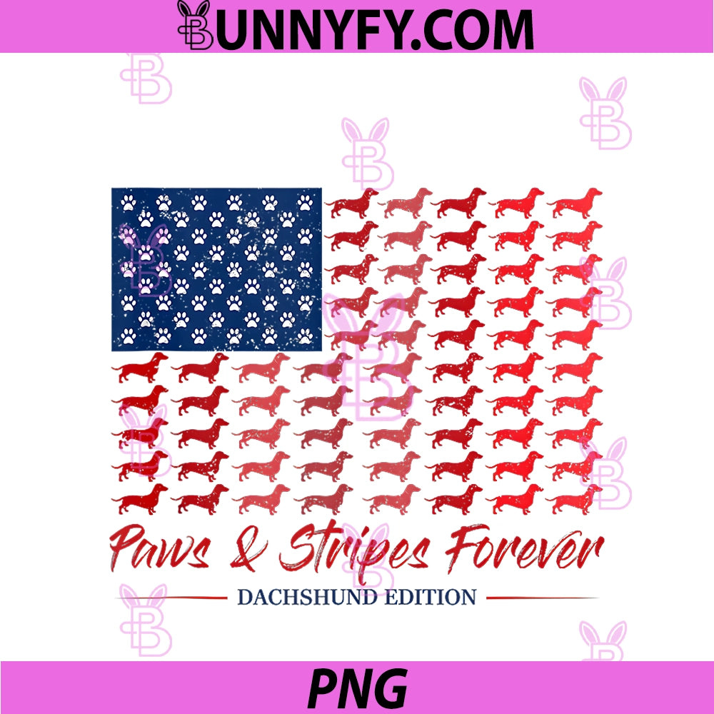 Paws And Stripes Forever Dachshund PNG, American Flag 4th Of July PNG