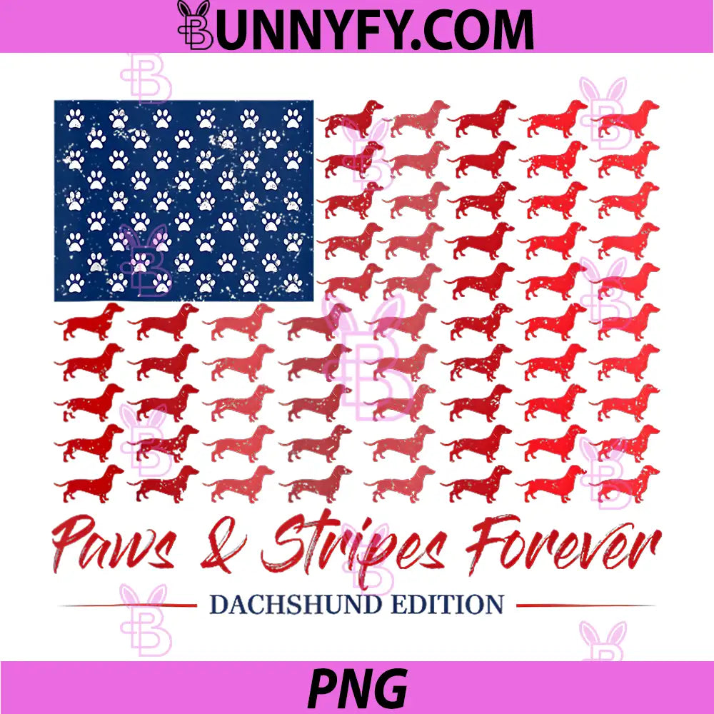 Paws and Stripes Forever Dachshund PNG, American Flag 4th of July PNG