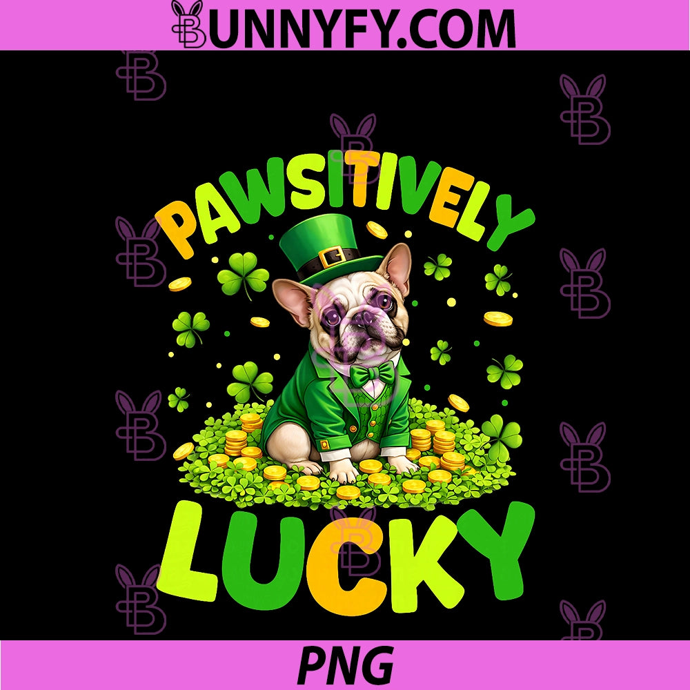 Pawsitively Lucky PNG, French Bulldog Leprechaun St Patricks Day PNG