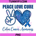 Peace Love Cure PNG, Colon Cancer Awareness Support PNG