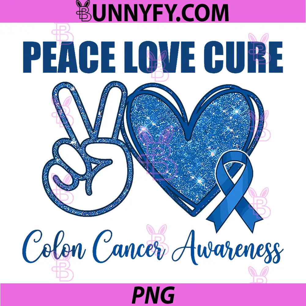 Peace Love Cure PNG, Colon Cancer Awareness Support PNG