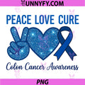Peace Love Cure PNG, Colorectal Colon Cancer Awareness Support PNG