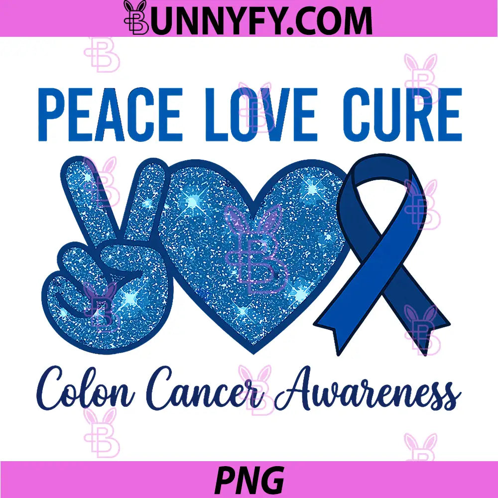 Peace Love Cure PNG, Colorectal Colon Cancer Awareness Support PNG