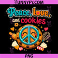 Peace Love and Cookies PNG, Retro 70s Cookie Graphic PNG