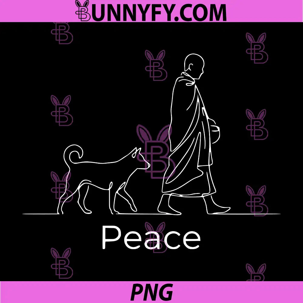 Peace Minimalist PNG, Zen Art Walk for Peace Monks with Aloka Dog PNG