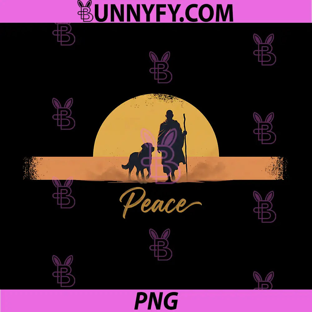 Peace Minimalist Zen Art Walk for Peace PNG, Monks with Aloka Dog PNG