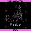 Peace Minimalist Zen Art Walk for Peace PNG, Monks with Aloka Dog PNG