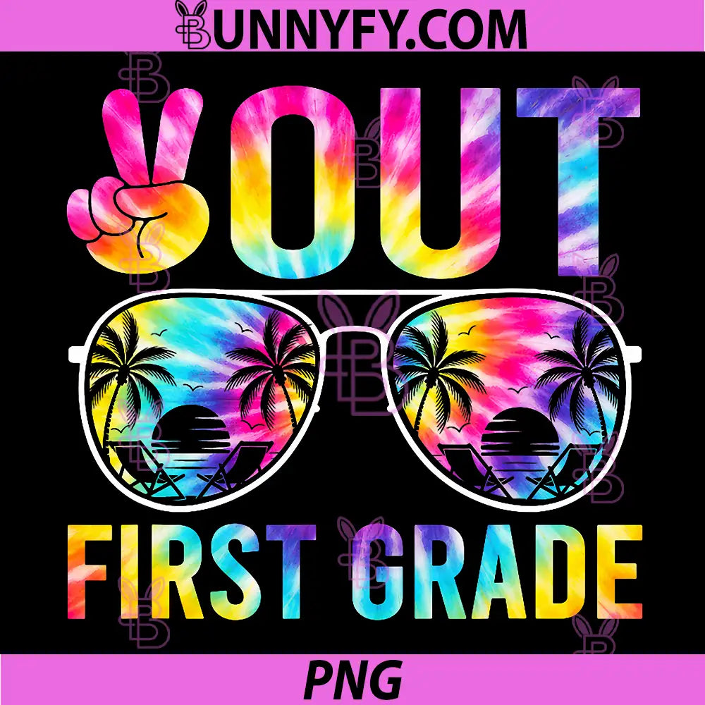 Peace Out First Grade Graduation PNG, Tie Dye Last Day of School PNG