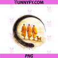 Peace Walking Monks PNG, Minimalist Mindfulness Zen Art PNG