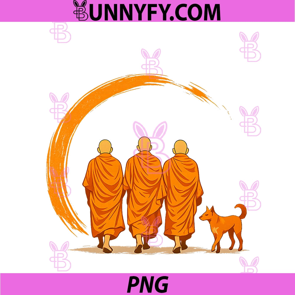Peace Walking Monks PNG, Minimalist Zen Art PNG