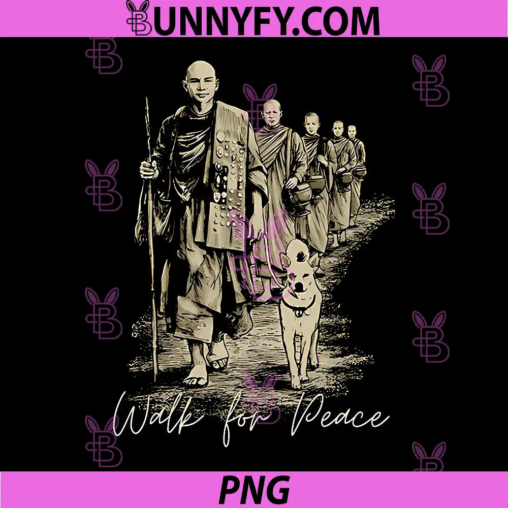 Peace Walking Monks and Aloka Dog PNG, Walk for Peace PNG
