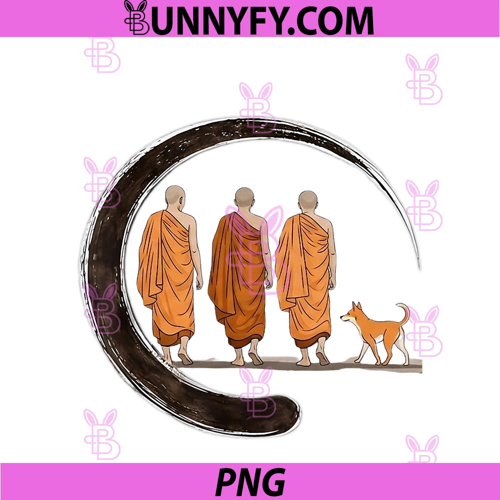 Peace Walking PNG, Monks Minimalist Zen PNG