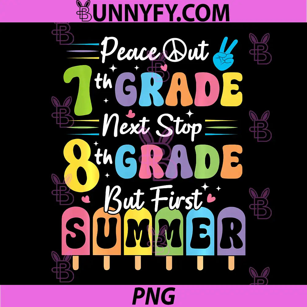 Peace We Out 7th Grade Summer PNG, Graduation Seventh Grader Grad PNG
