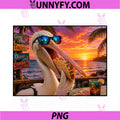 Pelican Taco Sunset Beach PNG, Funny Tropical Bird Art PNG