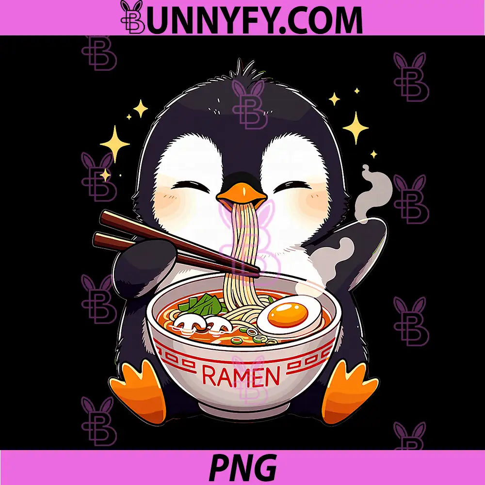 Penguin With Ramen Bowl PNG, Cute Japanese Food Penguin PNG