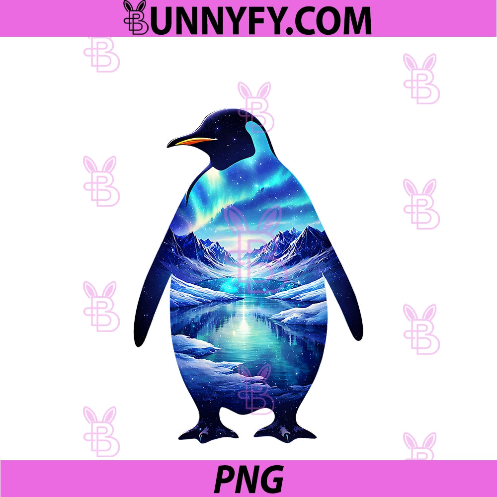 Penguin Northern Lights Aurora Viewing PNG, Penguin Lover PNG