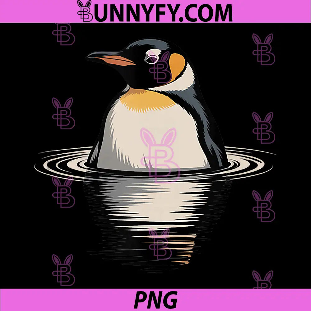 Penguin Water Reflection PNG, Cute Penguin In Lake Illustration PNG