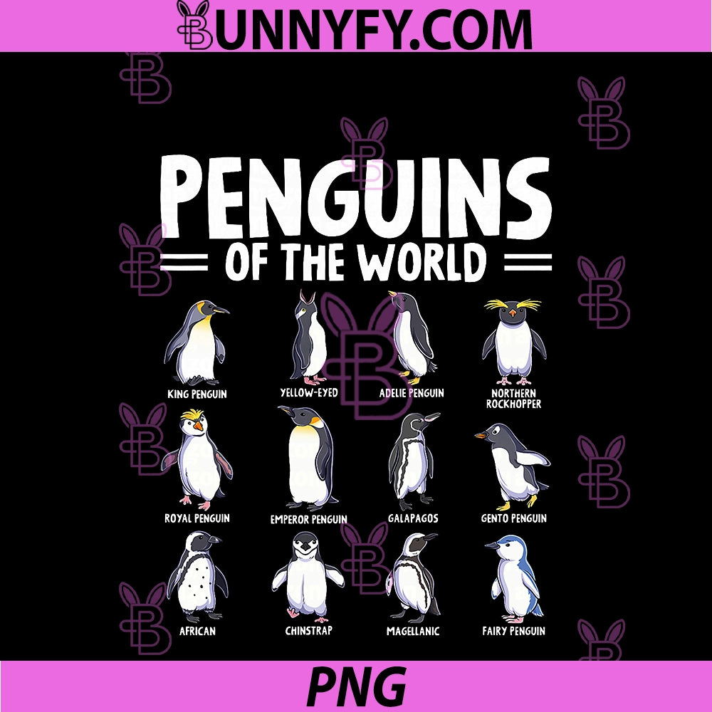 Penguins Of The World PNG, Sea Animal Lover Penguin Types PNG