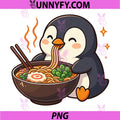 Penguin with Noodles PNG, Ramen Kawaii Penguin PNG