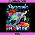 Pensacola Florida Sea Turtle PNG, Tropical Turtle Beach Art PNG